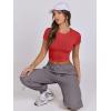 imageANRABESS Womens Basic Tee Summer Outfits Crewneck Short Sleeve Crop Tops Slim Fitted T Shirts Y2k 2026 Trendy ClothingBright Red