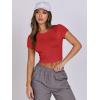 imageANRABESS Womens Basic Tee Summer Outfits Crewneck Short Sleeve Crop Tops Slim Fitted T Shirts Y2k 2026 Trendy ClothingBright Red