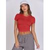 imageANRABESS Womens Basic Tee Summer Outfits Crewneck Short Sleeve Crop Tops Slim Fitted T Shirts Y2k 2026 Trendy ClothingBright Red