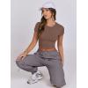 imageANRABESS Womens Basic Tee Summer Outfits Crewneck Short Sleeve Crop Tops Slim Fitted T Shirts Y2k 2026 Trendy ClothingBrown