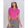 imageANRABESS Womens Basic Tee Summer Outfits Crewneck Short Sleeve Crop Tops Slim Fitted T Shirts Y2k 2026 Trendy ClothingHot Pink