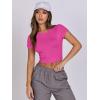 imageANRABESS Womens Basic Tee Summer Outfits Crewneck Short Sleeve Crop Tops Slim Fitted T Shirts Y2k 2026 Trendy ClothingHot Pink
