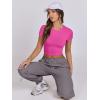 imageANRABESS Womens Basic Tee Summer Outfits Crewneck Short Sleeve Crop Tops Slim Fitted T Shirts Y2k 2026 Trendy ClothingHot Pink