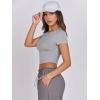 imageANRABESS Womens Basic Tee Summer Outfits Crewneck Short Sleeve Crop Tops Slim Fitted T Shirts Y2k 2026 Trendy ClothingLight Gray