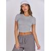 imageANRABESS Womens Basic Tee Summer Outfits Crewneck Short Sleeve Crop Tops Slim Fitted T Shirts Y2k 2026 Trendy ClothingLight Gray