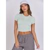 imageANRABESS Womens Basic Tee Summer Outfits Crewneck Short Sleeve Crop Tops Slim Fitted T Shirts Y2k 2026 Trendy ClothingLight Green