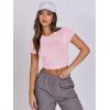 imageANRABESS Womens Basic Tee Summer Outfits Crewneck Short Sleeve Crop Tops Slim Fitted T Shirts Y2k 2026 Trendy ClothingLight Pink