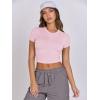 imageANRABESS Womens Basic Tee Summer Outfits Crewneck Short Sleeve Crop Tops Slim Fitted T Shirts Y2k 2026 Trendy ClothingLight Pink