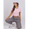 imageANRABESS Womens Basic Tee Summer Outfits Crewneck Short Sleeve Crop Tops Slim Fitted T Shirts Y2k 2026 Trendy ClothingLight Pink