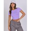 imageANRABESS Womens Basic Tee Summer Outfits Crewneck Short Sleeve Crop Tops Slim Fitted T Shirts Y2k 2026 Trendy ClothingLight Purple