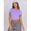 imageANRABESS Womens Basic Tee Summer Outfits Crewneck Short Sleeve Crop Tops Slim Fitted T Shirts Y2k 2026 Trendy ClothingLight Purple