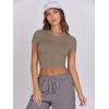 imageANRABESS Womens Basic Tee Summer Outfits Crewneck Short Sleeve Crop Tops Slim Fitted T Shirts Y2k 2026 Trendy ClothingLight Tan