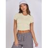 imageANRABESS Womens Basic Tee Summer Outfits Crewneck Short Sleeve Crop Tops Slim Fitted T Shirts Y2k 2026 Trendy ClothingParchment