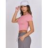 imageANRABESS Womens Basic Tee Summer Outfits Crewneck Short Sleeve Crop Tops Slim Fitted T Shirts Y2k 2026 Trendy ClothingPink