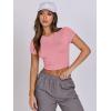 imageANRABESS Womens Basic Tee Summer Outfits Crewneck Short Sleeve Crop Tops Slim Fitted T Shirts Y2k 2026 Trendy ClothingPink