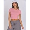 imageANRABESS Womens Basic Tee Summer Outfits Crewneck Short Sleeve Crop Tops Slim Fitted T Shirts Y2k 2026 Trendy ClothingPink