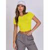 imageANRABESS Womens Basic Tee Summer Outfits Crewneck Short Sleeve Crop Tops Slim Fitted T Shirts Y2k 2026 Trendy ClothingYellow