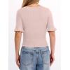 imageANRABESS Womens Boat Neck Bell Short Sleeve Shirts Ruched Crop Dressy Work Blouse Business Casual Top 2026 Spring ClothingApricot