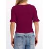 imageANRABESS Womens Boat Neck Bell Short Sleeve Shirts Ruched Crop Dressy Work Blouse Business Casual Top 2026 Spring ClothingDeep Red