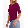 imageANRABESS Womens Boat Neck Bell Short Sleeve Shirts Ruched Crop Dressy Work Blouse Business Casual Top 2026 Spring ClothingDeep Red