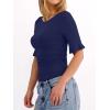 imageANRABESS Womens Boat Neck Bell Short Sleeve Shirts Ruched Crop Dressy Work Blouse Business Casual Top 2026 Spring ClothingNavy Blue