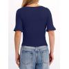 imageANRABESS Womens Boat Neck Bell Short Sleeve Shirts Ruched Crop Dressy Work Blouse Business Casual Top 2026 Spring ClothingNavy Blue