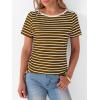 imageANRABESS Womens Boat Neck Tops Short Sleeve TShirts Causal Fashion Tee Shirts 2026 Summer Spring ClothesBrown White Stripe