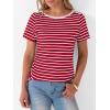imageANRABESS Womens Boat Neck Tops Short Sleeve TShirts Causal Fashion Tee Shirts 2026 Summer Spring ClothesRed White Stripe