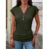 imageANRABESS Womens Cap Sleeve Henley Shirts V Neck Ruched Side Top 2026 Summer Dressy Work Blouse Business Casual OutfitsArmy Green