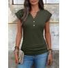 imageANRABESS Womens Cap Sleeve Henley Shirts V Neck Ruched Side Top 2026 Summer Dressy Work Blouse Business Casual OutfitsArmy Green