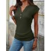 imageANRABESS Womens Cap Sleeve Henley Shirts V Neck Ruched Side Top 2026 Summer Dressy Work Blouse Business Casual OutfitsArmy Green