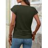 imageANRABESS Womens Cap Sleeve Henley Shirts V Neck Ruched Side Top 2026 Summer Dressy Work Blouse Business Casual OutfitsArmy Green