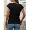 imageANRABESS Womens Cap Sleeve Henley Shirts V Neck Ruched Side Top 2026 Summer Dressy Work Blouse Business Casual OutfitsBlack
