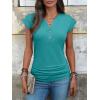imageANRABESS Womens Cap Sleeve Henley Shirts V Neck Ruched Side Top 2026 Summer Dressy Work Blouse Business Casual OutfitsCadet Blue