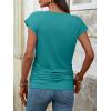 imageANRABESS Womens Cap Sleeve Henley Shirts V Neck Ruched Side Top 2026 Summer Dressy Work Blouse Business Casual OutfitsCadet Blue