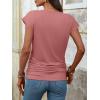imageANRABESS Womens Cap Sleeve Henley Shirts V Neck Ruched Side Top 2026 Summer Dressy Work Blouse Business Casual OutfitsCoral Pink