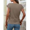 imageANRABESS Womens Cap Sleeve Henley Shirts V Neck Ruched Side Top 2026 Summer Dressy Work Blouse Business Casual OutfitsLight Brown