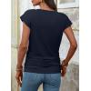 imageANRABESS Womens Cap Sleeve Henley Shirts V Neck Ruched Side Top 2026 Summer Dressy Work Blouse Business Casual OutfitsNavy Blue