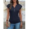 imageANRABESS Womens Cap Sleeve Henley Shirts V Neck Ruched Side Top 2026 Summer Dressy Work Blouse Business Casual OutfitsNavy Blue