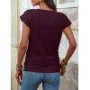 imageANRABESS Womens Cap Sleeve Henley Shirts V Neck Ruched Side Top 2026 Summer Dressy Work Blouse Business Casual OutfitsPurple Red