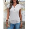 imageANRABESS Womens Cap Sleeve Henley Shirts V Neck Ruched Side Top 2026 Summer Dressy Work Blouse Business Casual OutfitsWhite