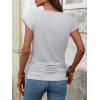 imageANRABESS Womens Cap Sleeve Henley Shirts V Neck Ruched Side Top 2026 Summer Dressy Work Blouse Business Casual OutfitsWhite