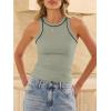 imageANRABESS Womens Color Block Tank Tops High Neck Sleeveless Racerback Ribbed Knit Fitted Basic Tee Shirts 2026 Summer ClothesSage Green