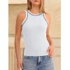 imageANRABESS Womens Color Block Tank Tops High Neck Sleeveless Racerback Ribbed Knit Fitted Basic Tee Shirts 2026 Summer ClothesWhite