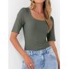 imageANRABESS Womens Half Sleeve Tops Scoop Neck Ribbed Knit Slim Fitted Basic Tee Shirts Summer 2026 Trendy Spring Casual ClothesArmy Green