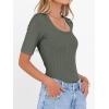 imageANRABESS Womens Half Sleeve Tops Scoop Neck Ribbed Knit Slim Fitted Basic Tee Shirts Summer 2026 Trendy Spring Casual ClothesArmy Green