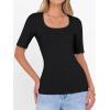 imageANRABESS Womens Half Sleeve Tops Scoop Neck Ribbed Knit Slim Fitted Basic Tee Shirts Summer 2026 Trendy Spring Casual ClothesBlack