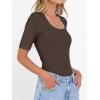 imageANRABESS Womens Half Sleeve Tops Scoop Neck Ribbed Knit Slim Fitted Basic Tee Shirts Summer 2026 Trendy Spring Casual ClothesCoffee