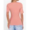 imageANRABESS Womens Half Sleeve Tops Scoop Neck Ribbed Knit Slim Fitted Basic Tee Shirts Summer 2026 Trendy Spring Casual ClothesCoral