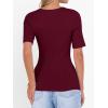 imageANRABESS Womens Half Sleeve Tops Scoop Neck Ribbed Knit Slim Fitted Basic Tee Shirts Summer 2026 Trendy Spring Casual ClothesDeep Red